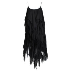 Chanel Dress Black Silk Chiffon Panels Layers LBD Flapper Style Rare 70s 