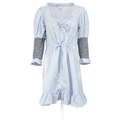 Ganni Mini robe en toile de jute bleu Charron Taille M