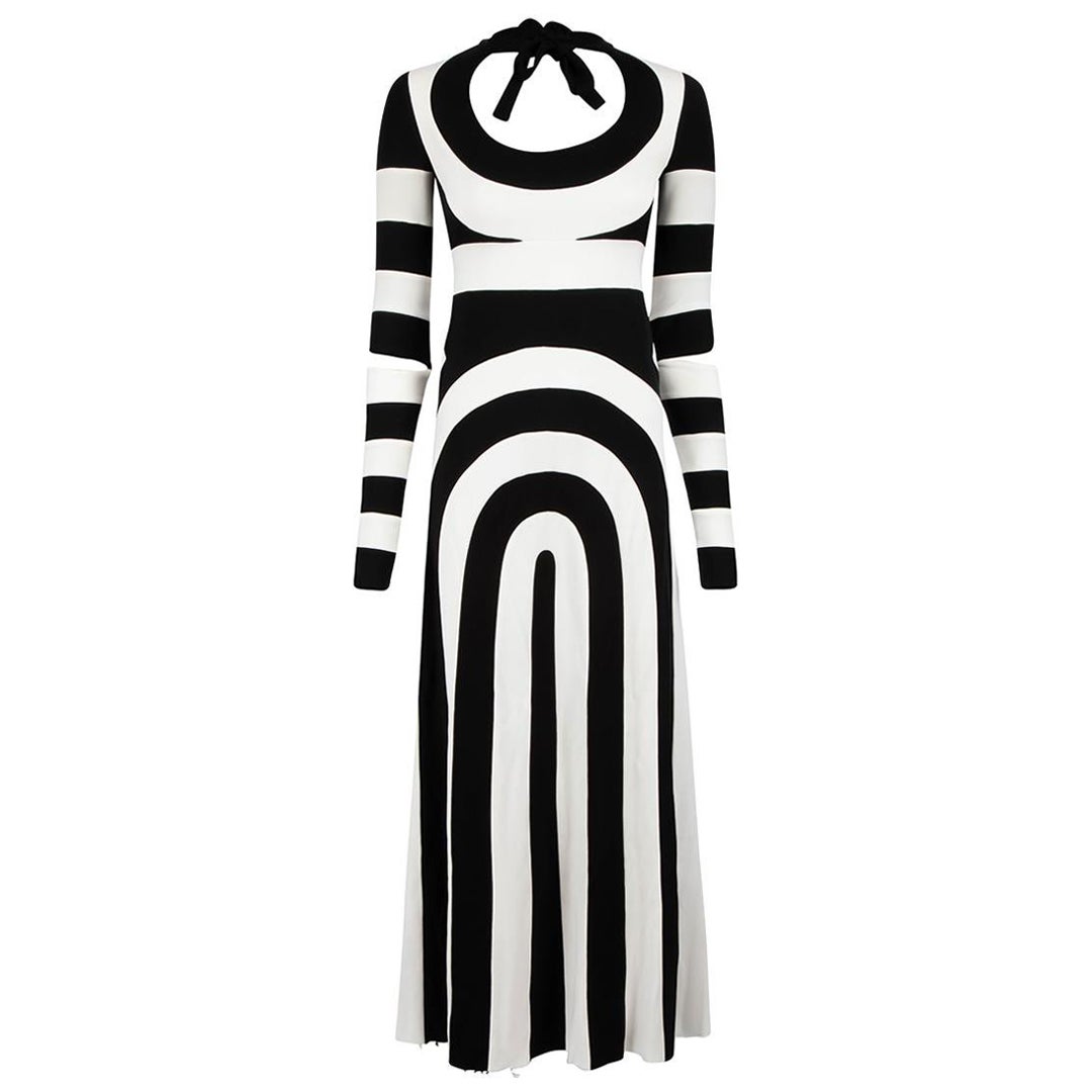 Marc Jacobs 2013 Optical Illusion Tie Neck Gown Size XXS For Sale