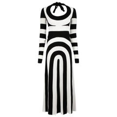 Marc Jacobs 2013 Optical Illusion Tie Neck Gown Size XXS