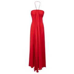 Valentino Red Silk Strapless Draped Maxi Dress Size S