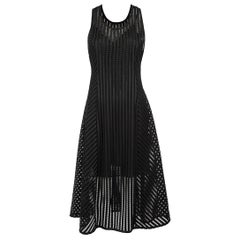 Pinko Black Striped Mesh Embellished Midi Dress Size M