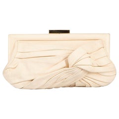 Anya Hindmarch Cream Leather Knot Frame Clutch