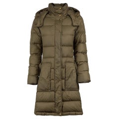 Used Burberry Burberry Brit Green Padded Utility Mid-Length Coat Size S
