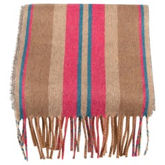 Colombo Brown Cashmere Brushed Striped Scarf