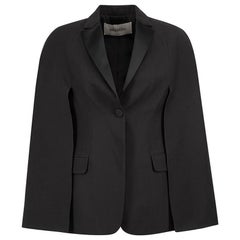 Used Valentino Black Wool Tuxedo Cape Jacket Size M