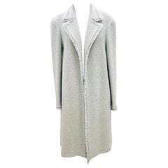 Chanel Blue Green and Taupe Long Wool Tweed Coat 