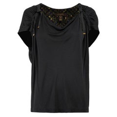 Louis Vuitton - Haut à épaules froncé de rubans noirs, taille M