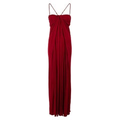 Used Gucci Red Sleeveless Draped Maxi Dress Size M