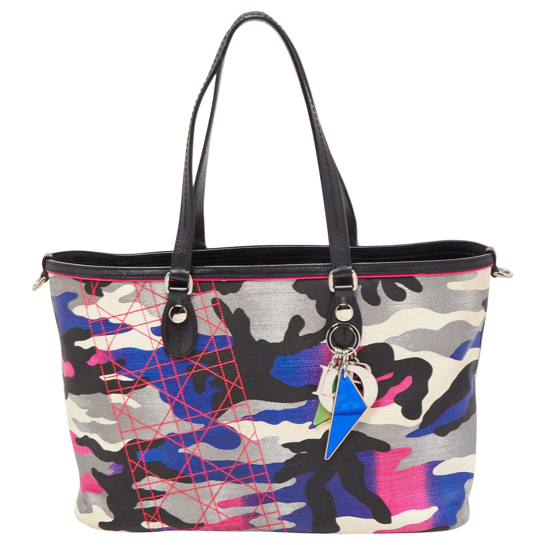 Dior Multicolor Camouflage Coated Canvas and Leather Anselm Reyle Tote