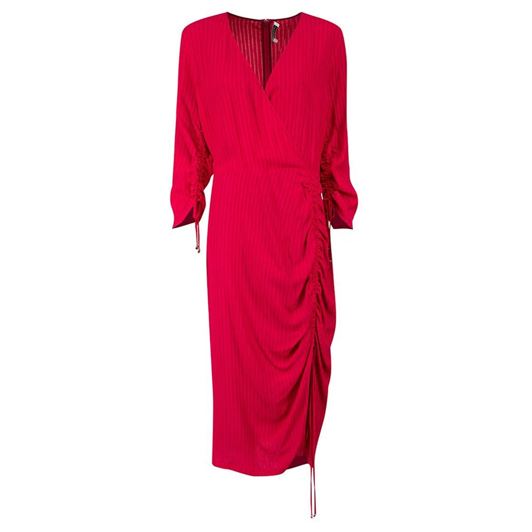 Altuzarra Hot Pink Ruched Asymmetric Hem Dress Size XL For Sale