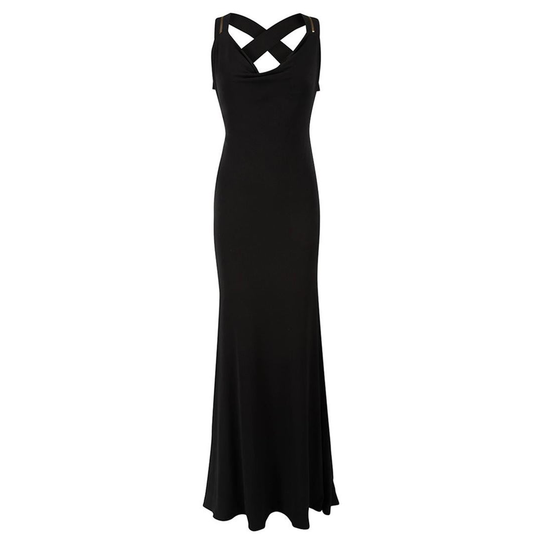 Jovani Black Zip Detail Maxi Dress Size XS For Sale