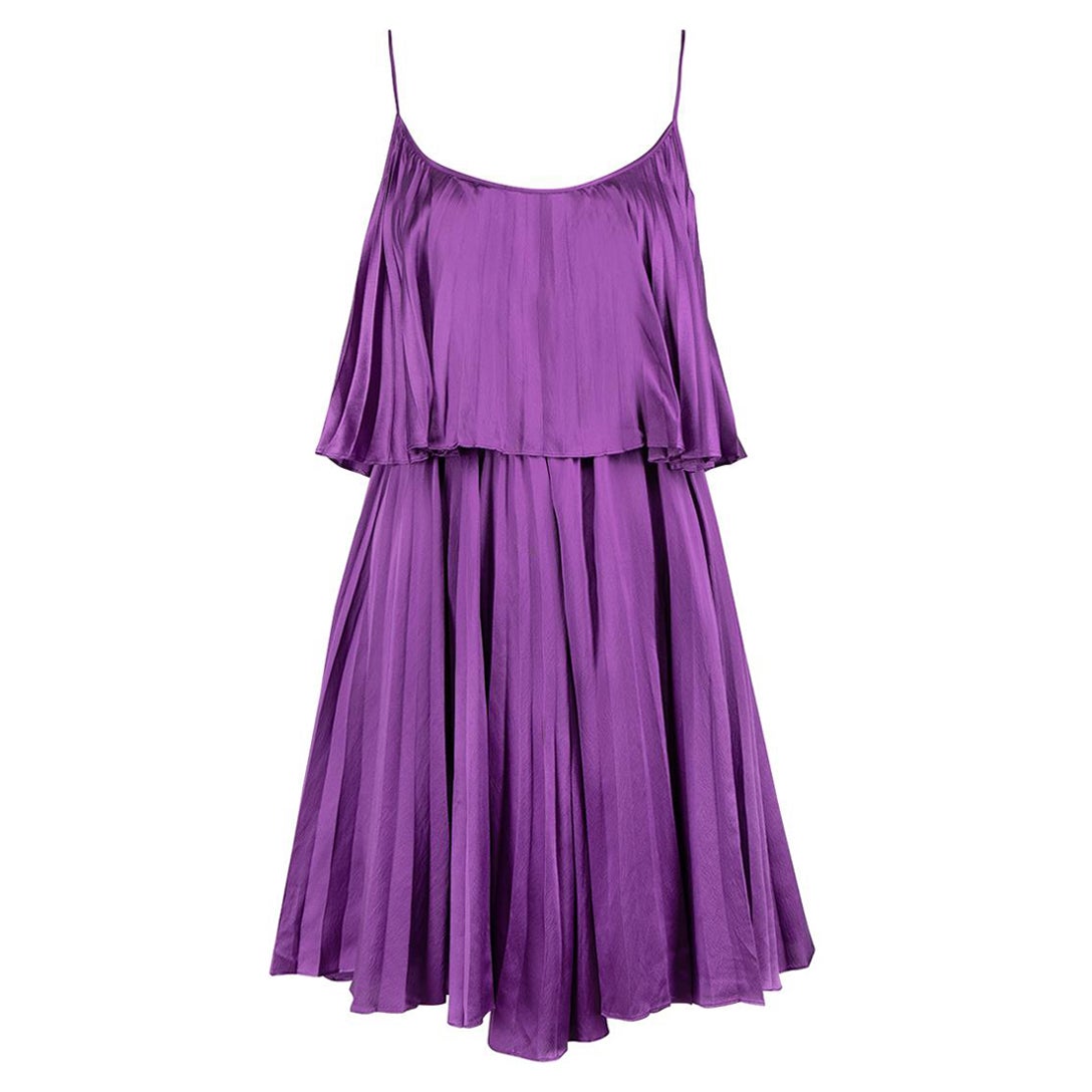 Halston Heritage Purple Silk Tiered Mini Dress Size XXS For Sale