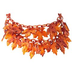 Vintage 30s Maple Leaf Bakelite Necklace