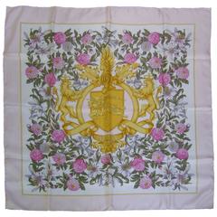 Burberry's Regal Lions Silk Floral Scarf c 1990 6