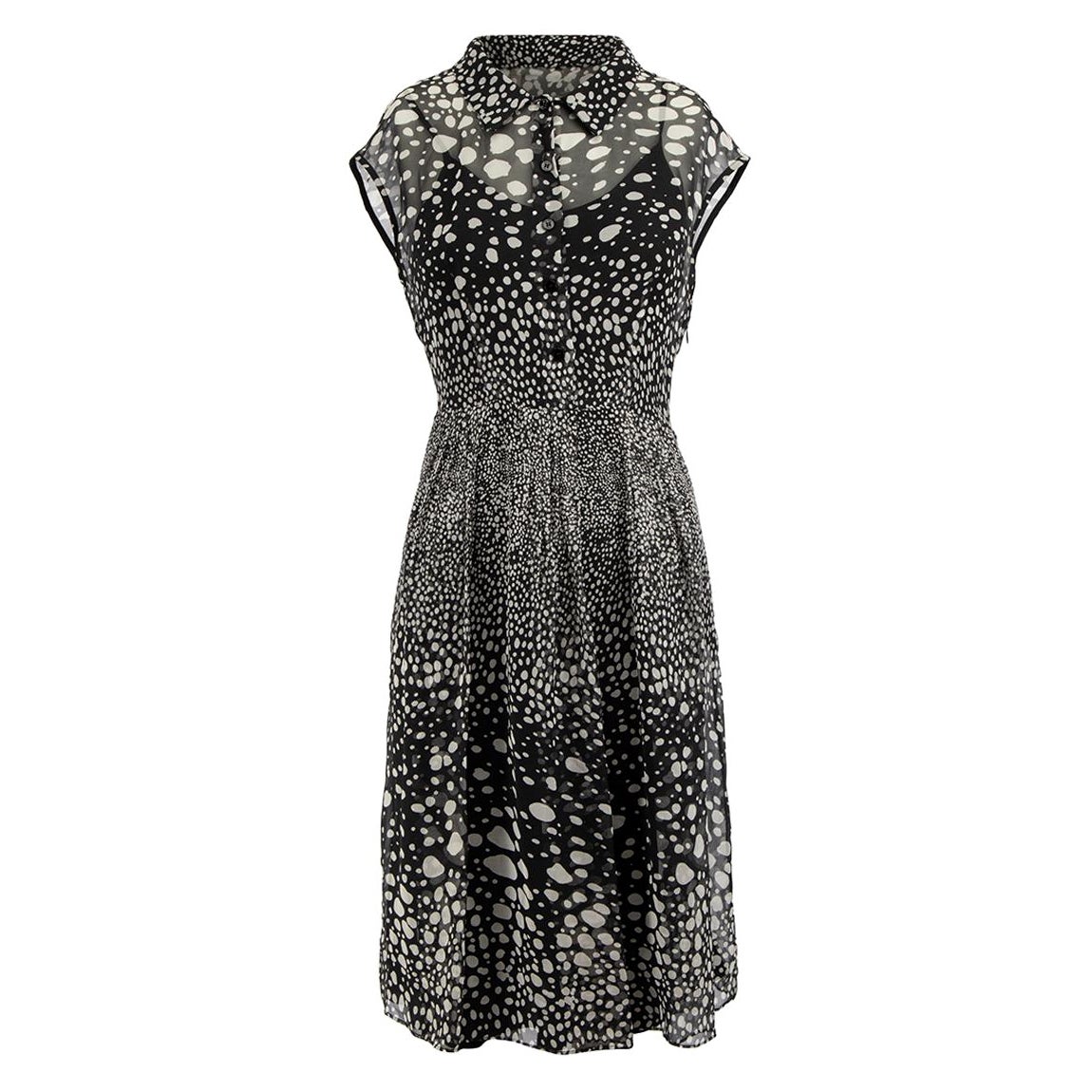 Max Mara Black Silk Spotted Short Sleeve Mini Dress Size XS For Sale