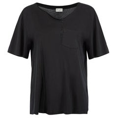 Saint Laurent Black Stitch Seam Detail T-Shirt Size M