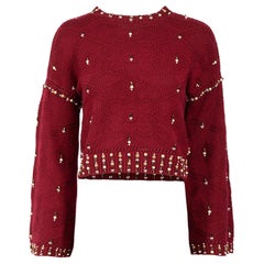 Jonathan Simkhai Red Wool Embellished Jumper Size XS