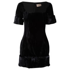 Christopher Kane Black Velvet Fitted Mini Dress Size XS