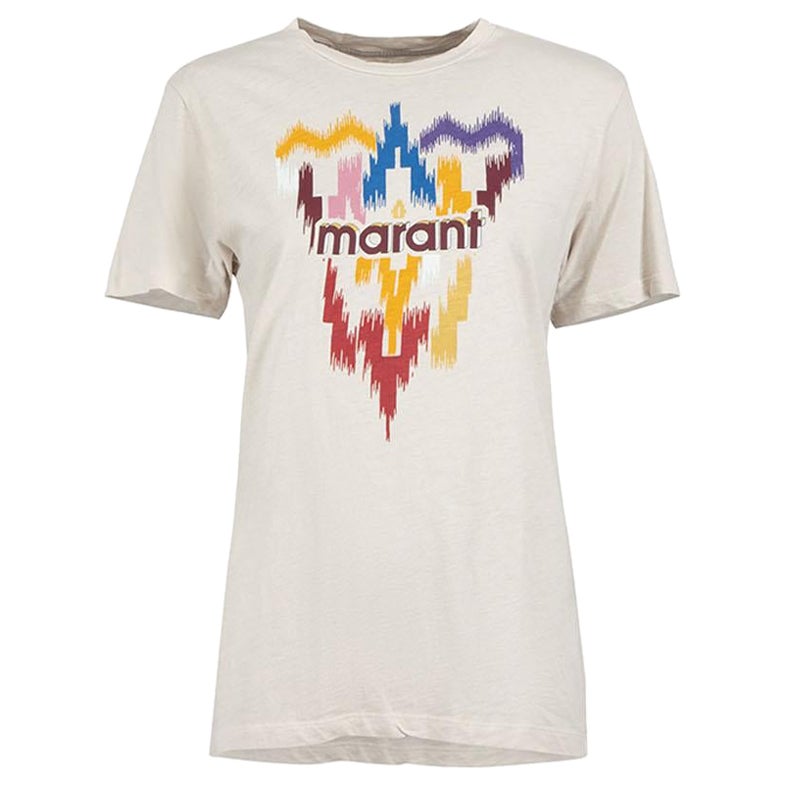 Isabel Marant Isabel Marant Etoile Ecru Logo Graphic T-Shirt Size XS For Sale