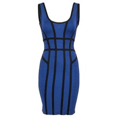 Herve Léger Blue Stretch Bodycon Dress Size XS