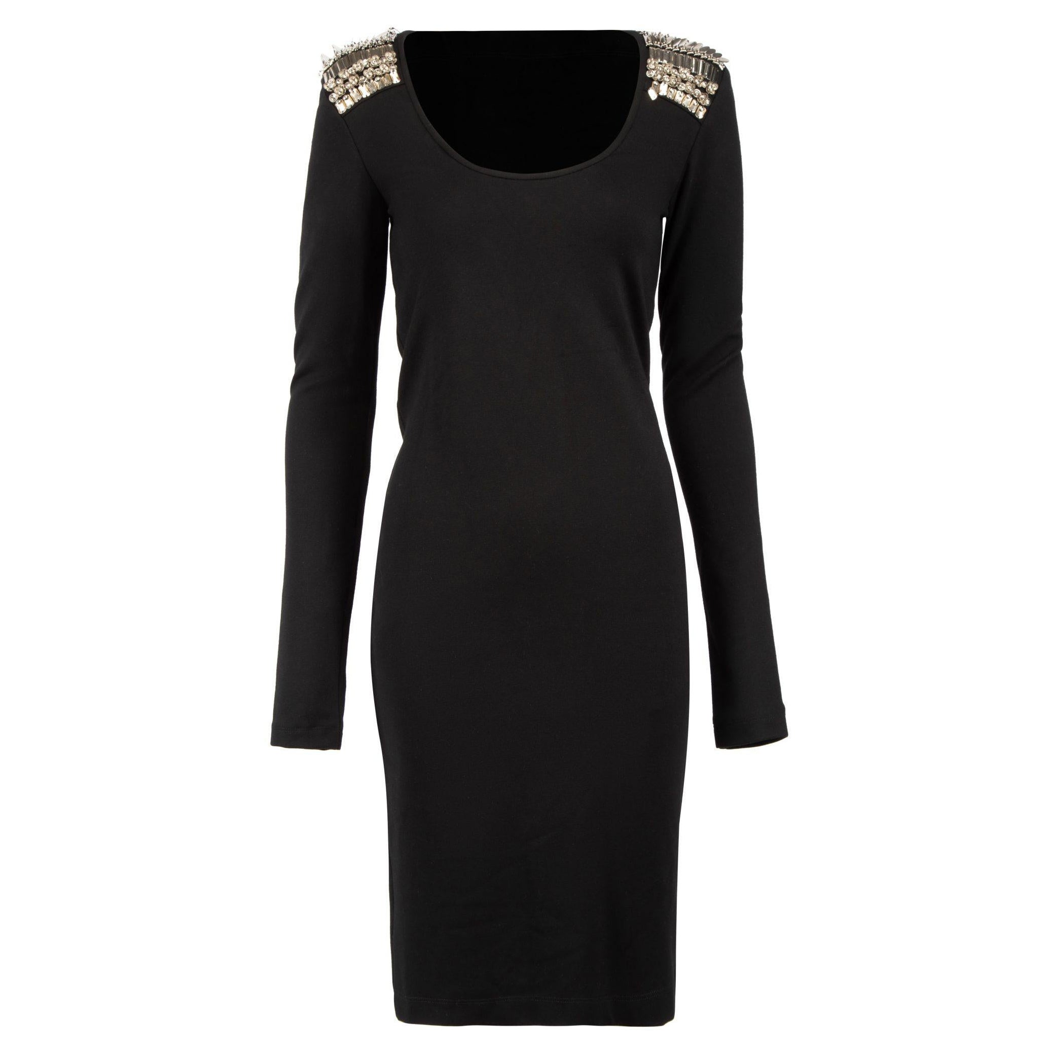 Alexander McQueen McQ 2013 Black Embellished Bodycon Dress Size M For Sale