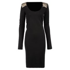 Alexander McQueen McQ 2013 Black Embellished Bodycon Dress Size M