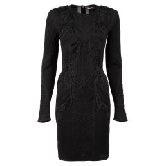 Roberto Cavalli Schwarzes verziertes Strick-Bodycon-Kleid Größe M