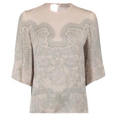 Emilio Pucci Pink Silk Lace Printed Top Size M