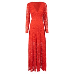 Temperley London Red Lace Backless Maxi Dress Size M