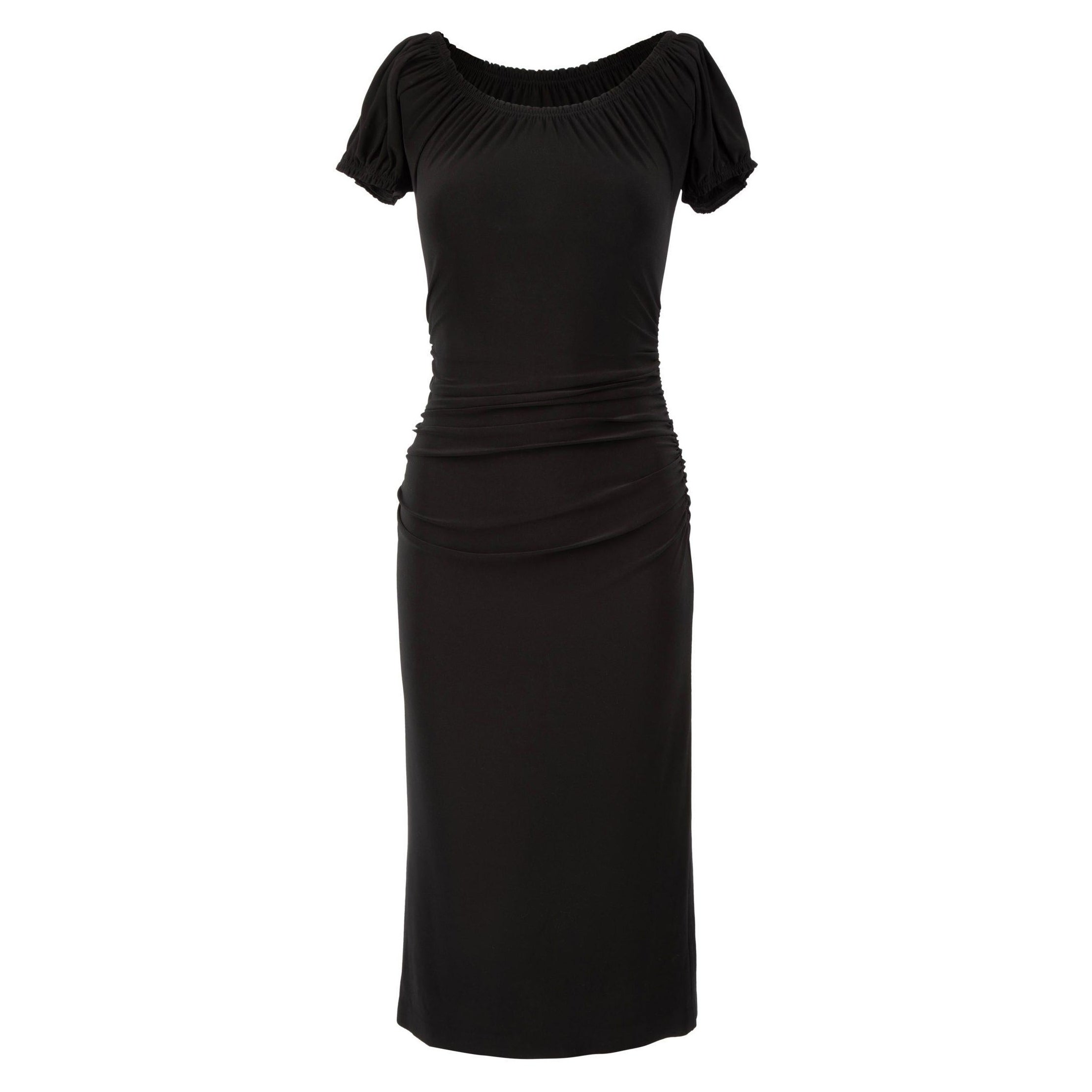 Norma Kamali Black Off-Shoulder Ruched Dress Size XS