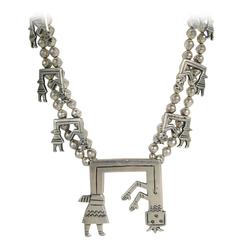 Sterling Silver Hopi Native American Sand Cast Squash Necklace 12