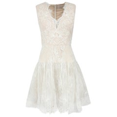 Bronx and Banco White Lace Drop Waist Mini Dress Size XS