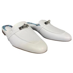 Hermes Oz white leather Slippers