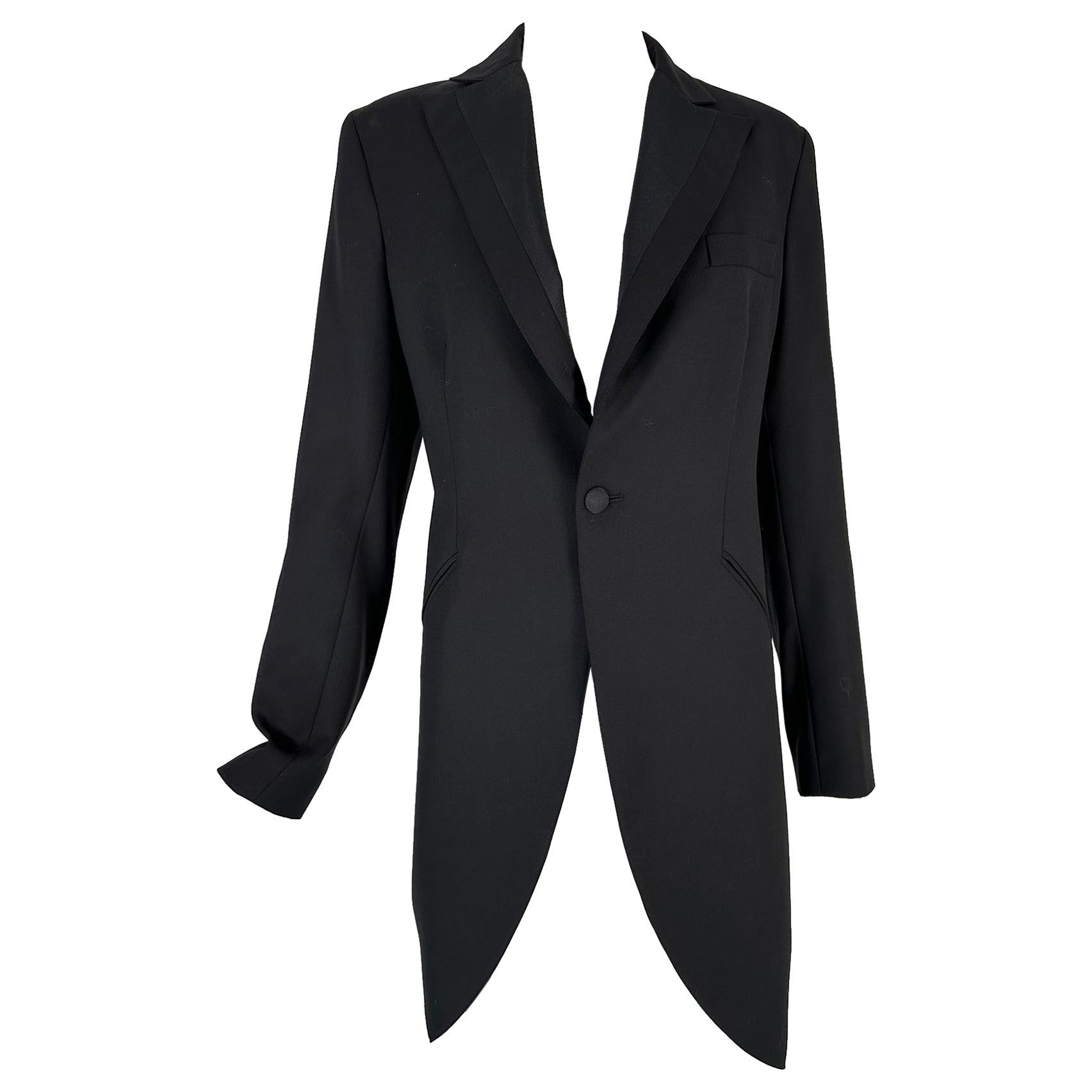 Ralph Lauren Women's Black Fine Wool & Silk Cutaway Evening Tail Coat 8 en vente