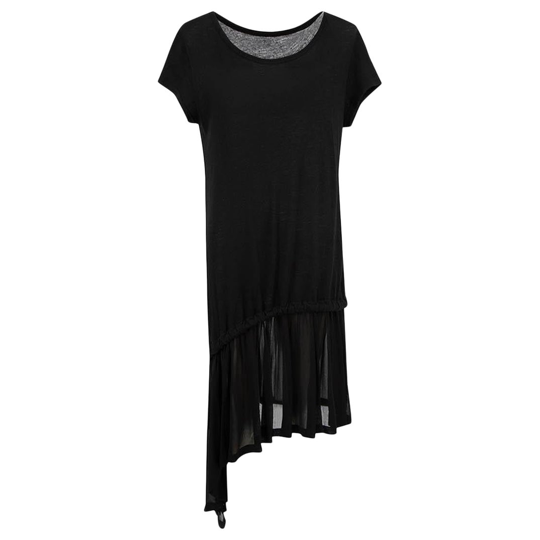 Yohji Yamamoto Y's. Schwarzes Kleid aus Wolle mit verstellbarem Ausschnitt Größe S im Angebot