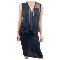 Yves Saint Laurent Tom Ford Défilé printemps 2002 - Gilet et jupe YSL en soie noire 