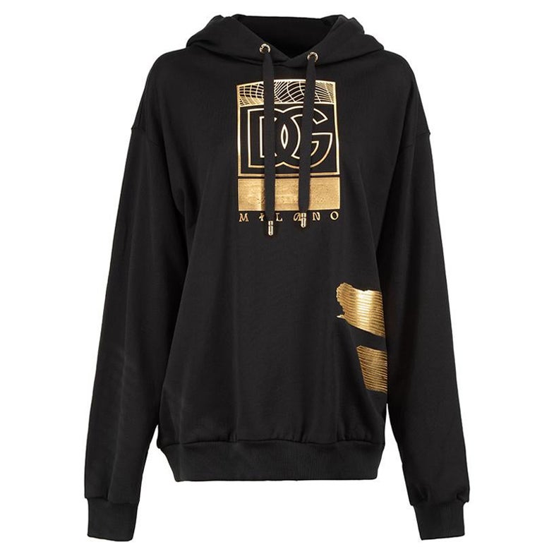 Dolce & Gabbana Black Gold Realta Parallela Graphic Hoodie Size M For Sale