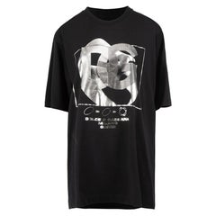 Dolce & Gabbana Schwarz Platin Tropfen Graphic Logo T-Shirt Größe XL