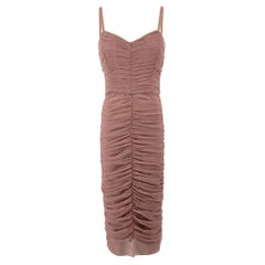 Dolce & Gabbana Pink Mesh Ruched Bodycon Dress Size M
