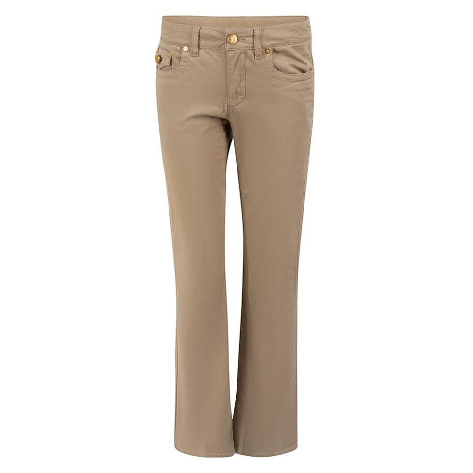 Roberto Cavalli Light Brown Flared Low Rise Trousers Size XS For Sale