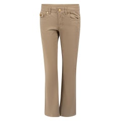 Roberto Cavalli Light Brown Flared Low Rise Trousers Size XS