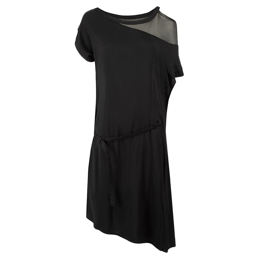 Yohji Yamamoto Y‚Äôs Black Sheer Cold Shoulder Dress Size M For Sale