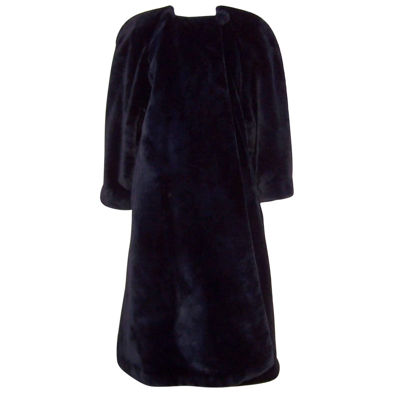 Fabulous 1980's Sonia Rykiel Black Faux Fur Coat