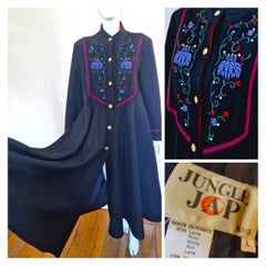 Manteau cape vintage Kenzo Takada Jungle Jap Label brodé des années 70
