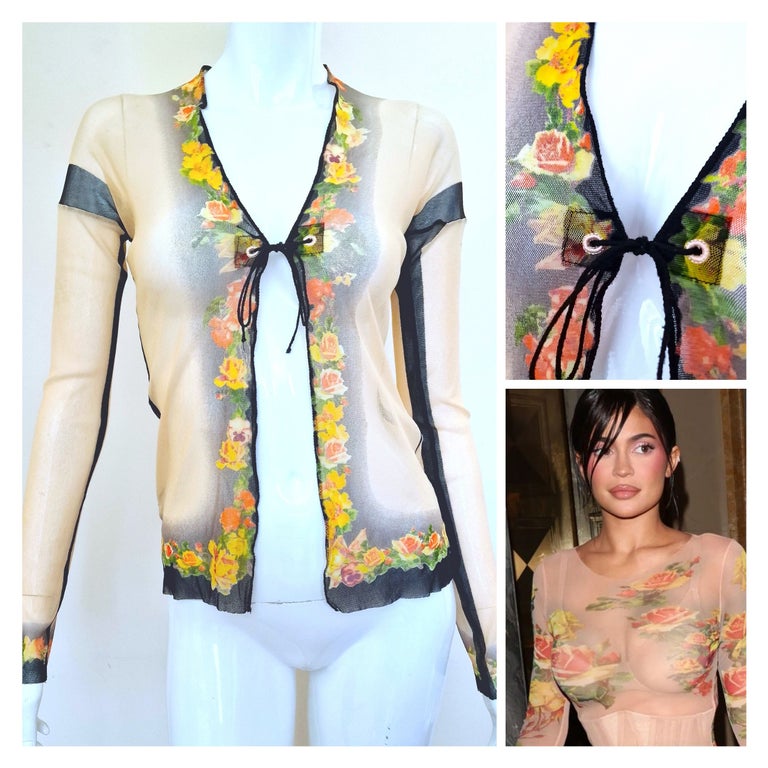 Jean Paul Gaultier Rose Kendall Kylie Jenner Mesh Transparent 