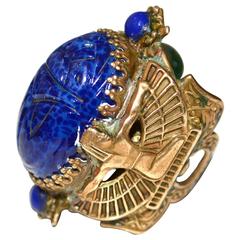 Antique 20s Egyptian Revival Scarab Isis Ring