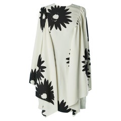 Ivory dress with black flowers print and oversize sleeves Stella McCartney 