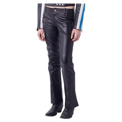 Gucci Vintage F/W 2003 GG Logo Black Leather Trousers