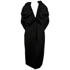 1990's DRIES VAN NOTEN black wool coat with dramatic ruched shawl collar 6
